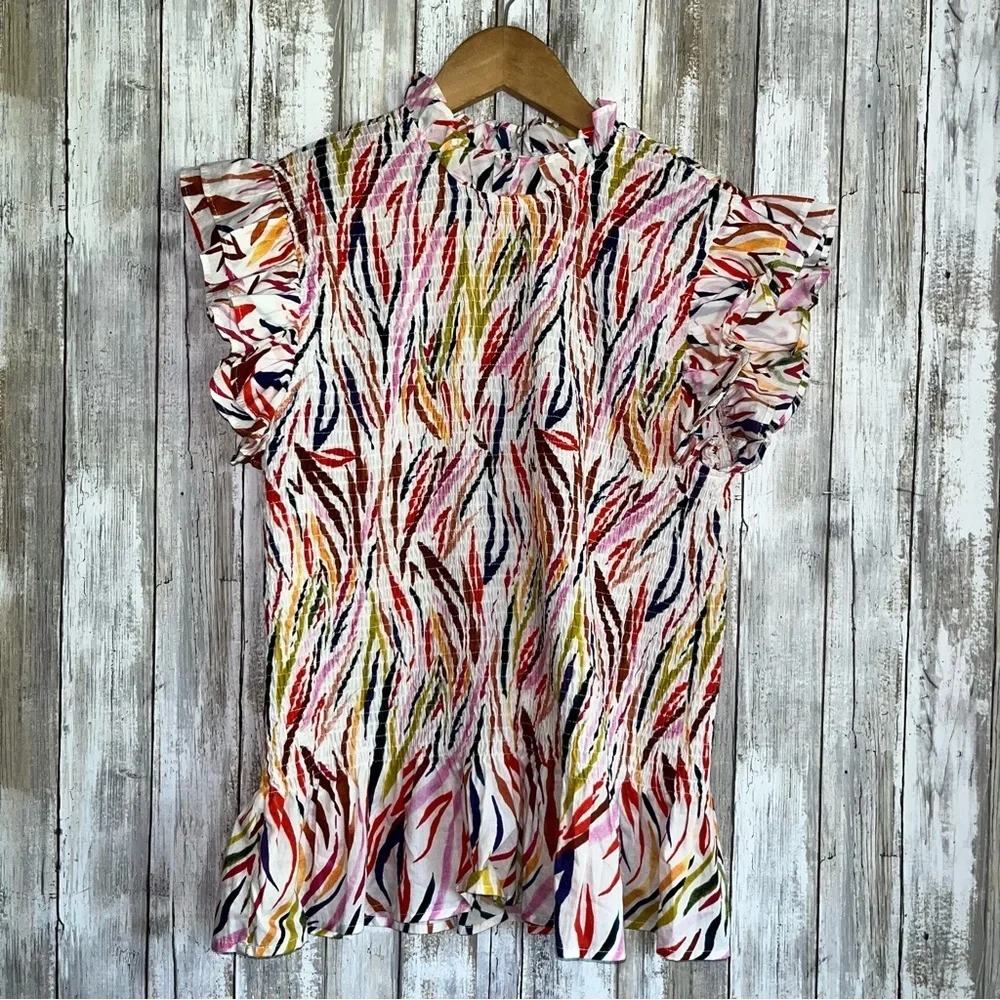 THML Smocked Multi Colored Blouse - Picture 1 of 5